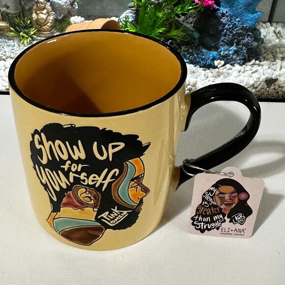 Pink Lomein Eli and Ana Mug "Show Up for Yourself" Ceramic Cup 18 oz New - Picture 4 of 5